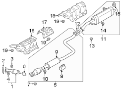 Diagram EXHAUST SYSTEM. EXHAUST COMPONENTS. for your Hyundai