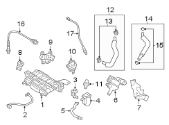 Diagram EMISSION SYSTEM. EMISSION COMPONENTS. for your Hyundai