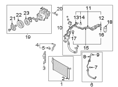 Diagram AIR CONDITIONER & HEATER. COMPRESSOR & LINES. CONDENSER. for your Hyundai