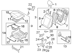 Diagram SEATS & TRACKS. DRIVER SEAT COMPONENTS. for your Hyundai