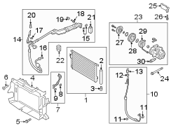 Diagram AIR CONDITIONER & HEATER. COMPRESSOR & LINES. CONDENSER. for your Hyundai