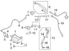 Diagram EMISSION SYSTEM. EMISSION COMPONENTS. for your Hyundai