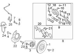 Diagram FRONT SUSPENSION. BRAKE COMPONENTS. for your Hyundai