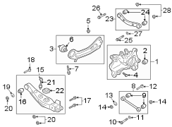 Arm. Trailing. Suspension. (RR). Control. (Right, Rear). Arm connected between.