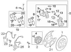 Diagram Rear suspension. Brake components. for your Hyundai