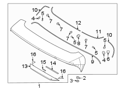 Cover pad. PAD 2 - Spoiler. (Rear, Lower). Included with: Spoiler.