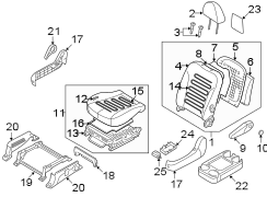 Diagram SEATS & TRACKS. FRONT SEAT COMPONENTS. for your Hyundai