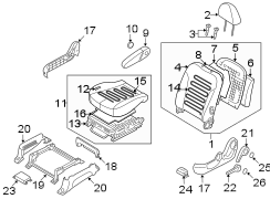 Diagram SEATS & TRACKS. FRONT SEAT COMPONENTS. for your Hyundai