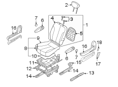 Diagram SEATS & TRACKS. REAR SEAT COMPONENTS. for your Hyundai