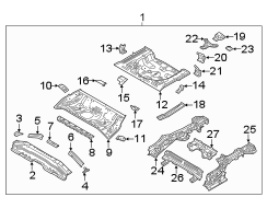 Floor Pan Crossmember Bracket (Left, Front, Rear)