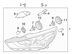 Diagram FRONT LAMPS. HEADLAMP COMPONENTS. for your 2018 Hyundai Ioniq Electric Hatchback