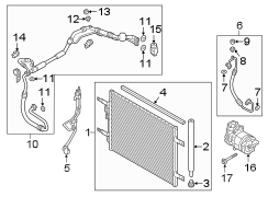 Diagram AIR CONDITIONER & HEATER. COMPRESSOR & LINES. CONDENSER. for your 2015 Hyundai Tucson