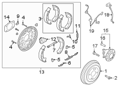 Diagram Rear suspension. Brake components. for your Hyundai