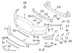 Diagram FRONT BUMPER & GRILLE. BUMPER & COMPONENTS. for your Hyundai