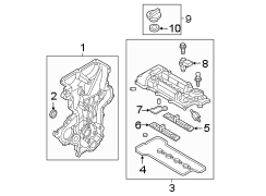 Diagram ENGINE / TRANSAXLE. VALVE & TIMING COVERS. for your 1996 Hyundai