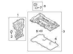 Diagram ENGINE / TRANSAXLE. VALVE & TIMING COVERS. for your 2021 Hyundai