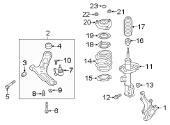 Diagram FRONT SUSPENSION. SUSPENSION COMPONENTS. for your Hyundai