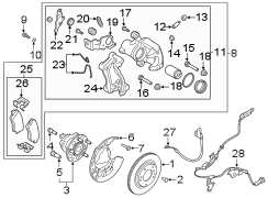 Diagram REAR SUSPENSION. BRAKE COMPONENTS. for your Hyundai