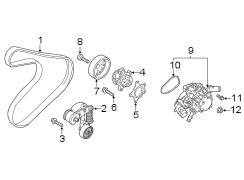 Diagram Belts & pulleys. Water pump. for your Hyundai