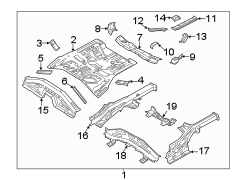 Floor Pan Crossmember Bracket (Left, Front, Rear)