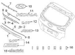 Diagram LIFT GATE. EXTERIOR TRIM. for your Hyundai Kona