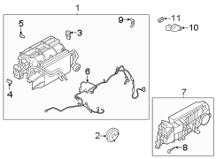 Air conditioner & heater. Evaporator & heater components.