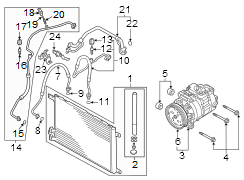 Air conditioner & heater. Compressor & lines. Condenser.