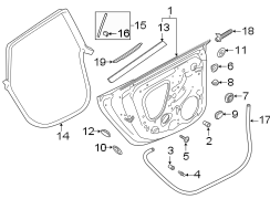 Rear door. Door & components. Exterior trim.