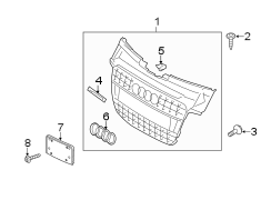 FRONT BUMPER & GRILLE. GRILLE & COMPONENTS.