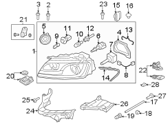 FRONT LAMPS. HEADLAMP COMPONENTS.