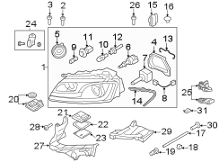 FRONT LAMPS. HEADLAMP COMPONENTS.