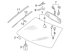 Windshield. Bumper & components. Glass. Reveal moldings.