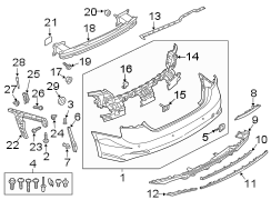 REAR BUMPER. BUMPER & COMPONENTS.