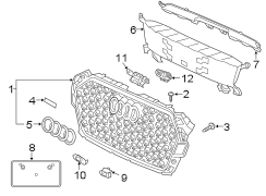 FRONT BUMPER & GRILLE. GRILLE & COMPONENTS.