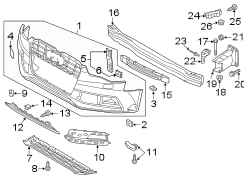 Front bumper & grille. Bumper & components.