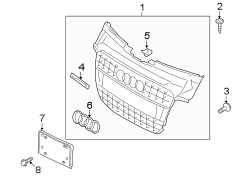 FRONT BUMPER & GRILLE. GRILLE & COMPONENTS.