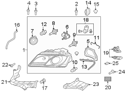 FRONT LAMPS. HEADLAMP COMPONENTS.