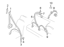 Restraint systems. Front seat belts. Second row seat belts.