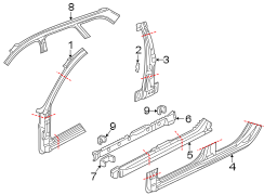 PILLARS. ROCKER & FLOOR. HINGE PILLAR.