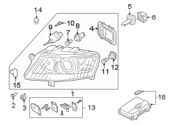 FRONT LAMPS. HEADLAMP COMPONENTS.