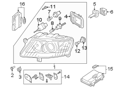 FRONT LAMPS. HEADLAMP COMPONENTS.