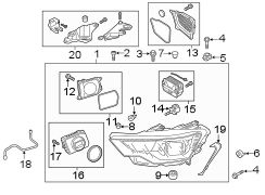 FRONT LAMPS. HEADLAMP COMPONENTS.