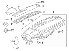 Instrument panel components. Upper.