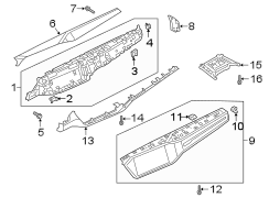 Instrument panel components. Lower. Passenger side.