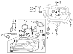 FRONT LAMPS. HEADLAMP COMPONENTS.