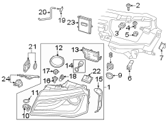 FRONT LAMPS. HEADLAMP COMPONENTS.