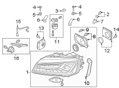 Front lamps. Headlamp components.