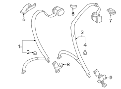 Restraint systems. Rear seat belts.