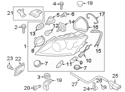 FRONT LAMPS. HEADLAMP COMPONENTS.