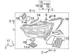 FRONT LAMPS. HEADLAMP COMPONENTS.